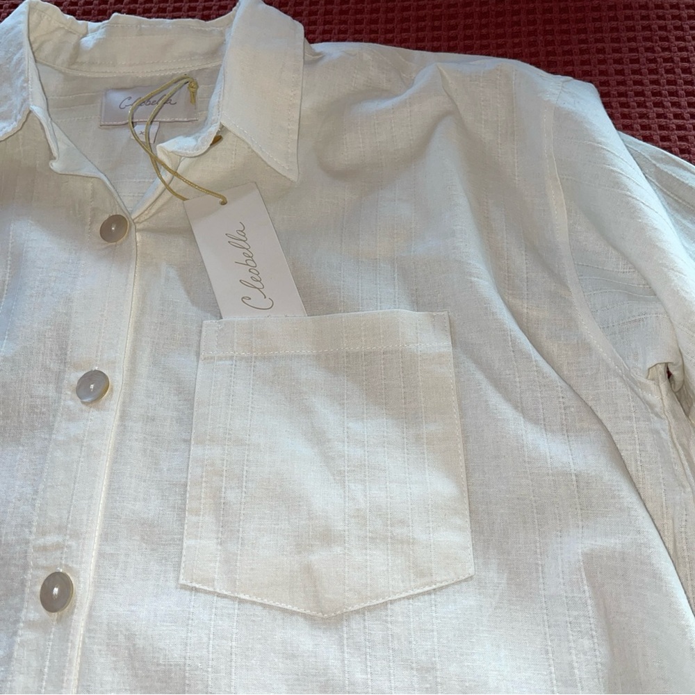 Calobella white oversized Button-Down Boyfriend’s Shirt - Painter Shirt. S/M